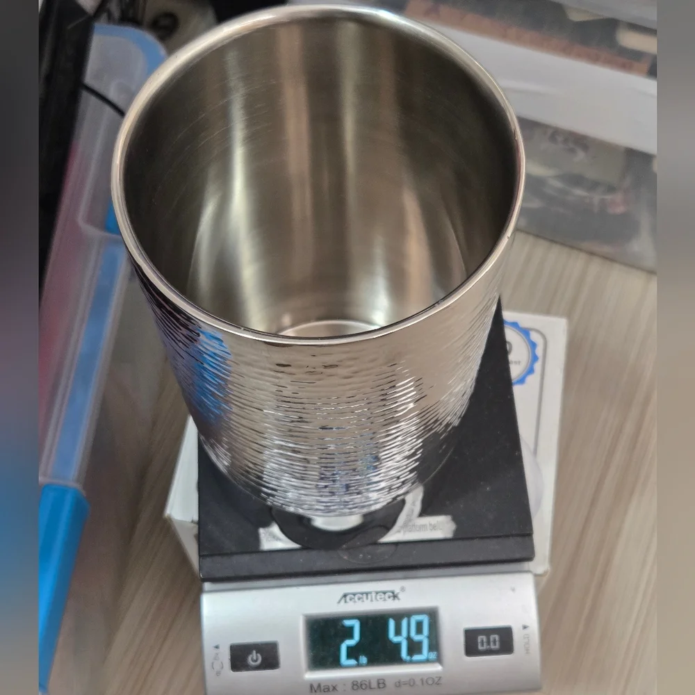 Crate & Barrel Silver Hammered Graham Metal Wine Bottle Chiller‎ Cooler